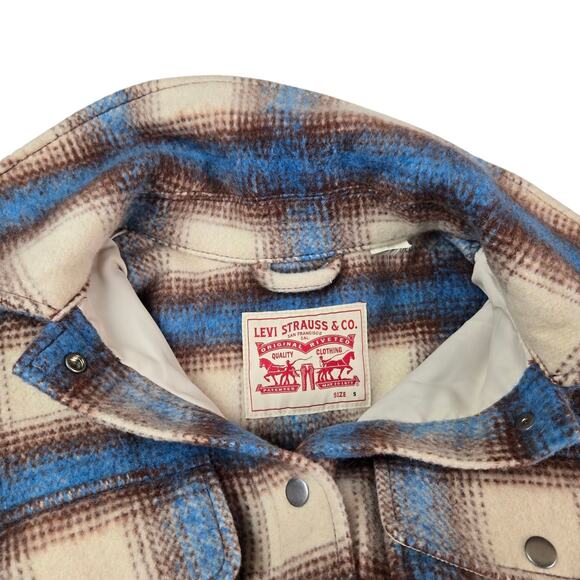 Womens Levi’s Selma Shirt Jacket Shacket in Libby Plaid Bonnie Blue Size Small - Picture 6 of 8